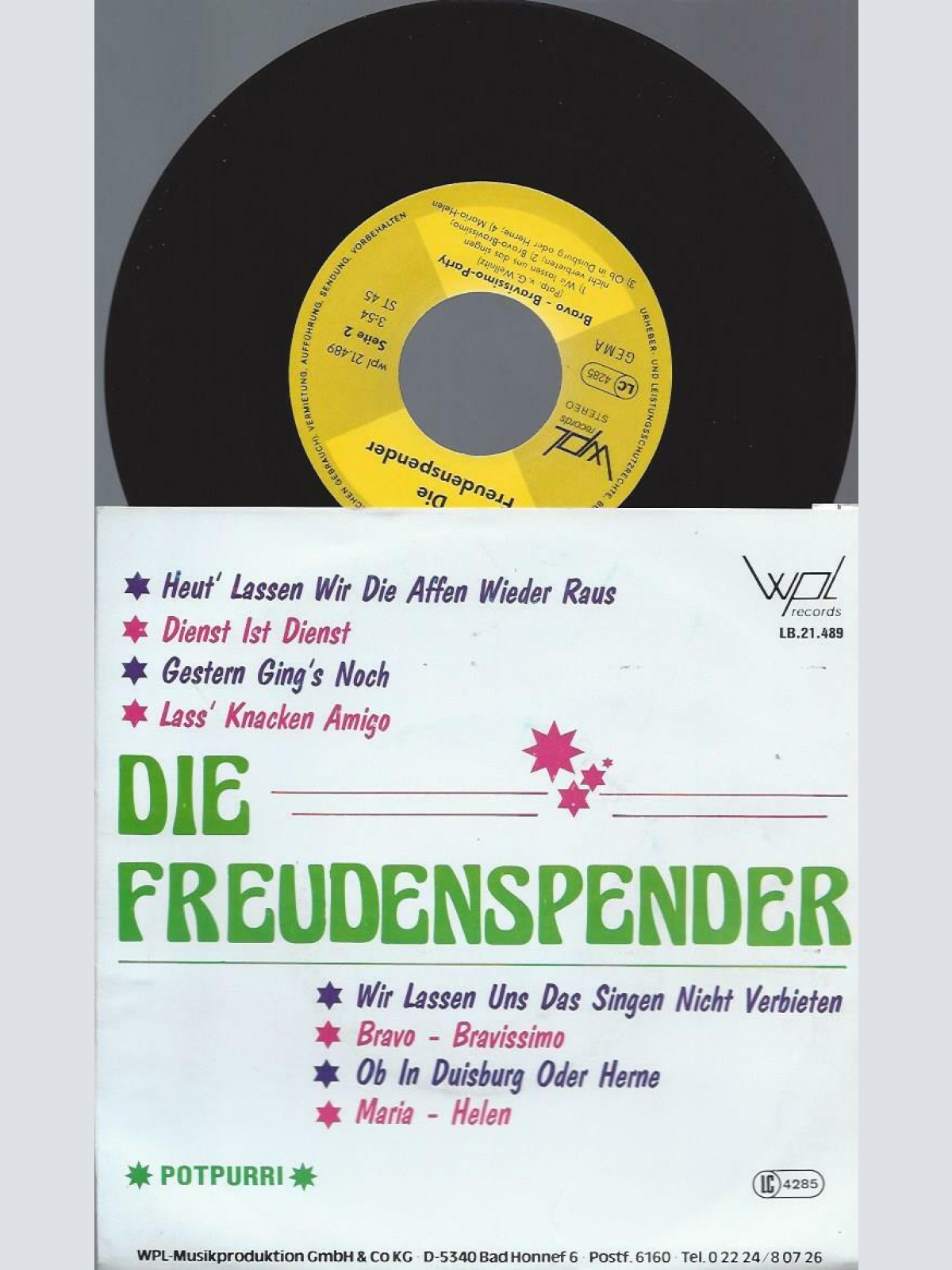 7" Die Freudenspender – Lass Knacken Am Stammtisch