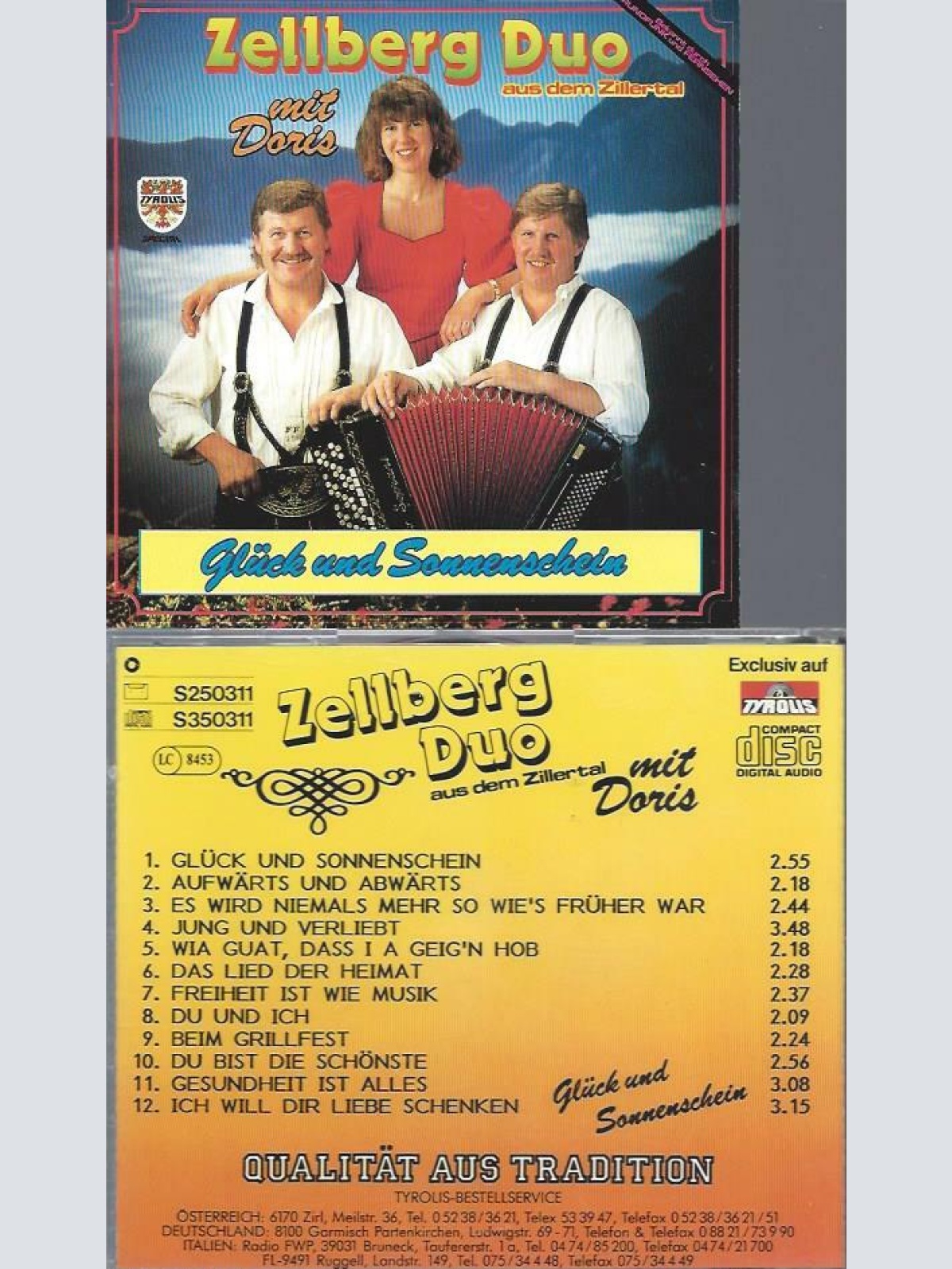 CD--Zellberg Duo mit Doris –Glück und Sonnenschein //