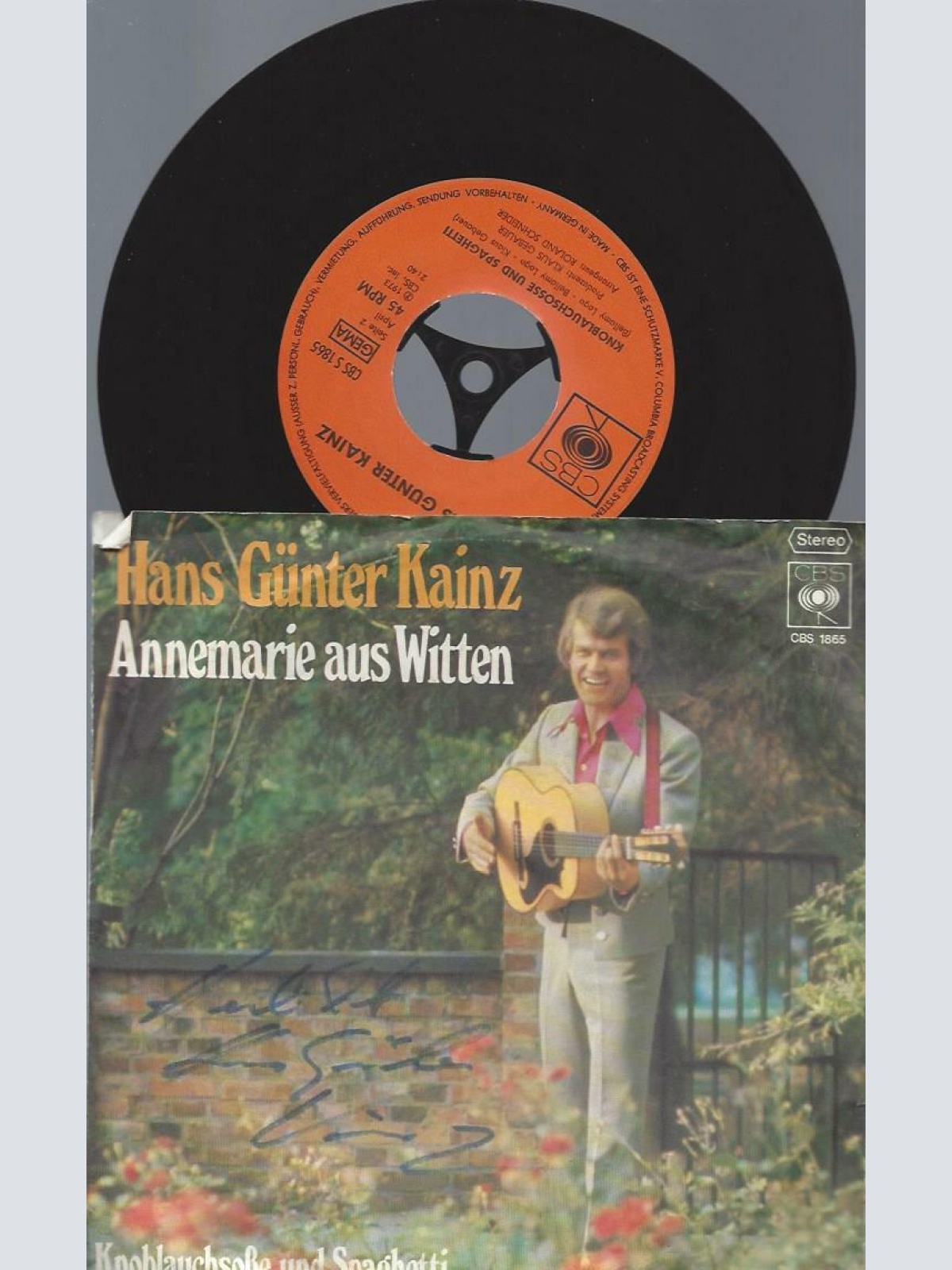 7"  Hans Günter Kainz ‎– Annemarie Aus Witten  / signed