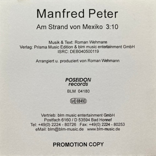 CDr, Single, Promo Manfred Peter (2) - Am Strand Von Mexiko