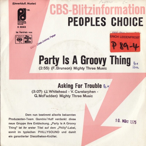 7", Single, Promo Peoples Choice* - Party Is A Groovy Thing