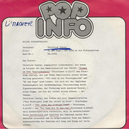 7", Single, Promo Christian Czerny - Ex Und Hopp