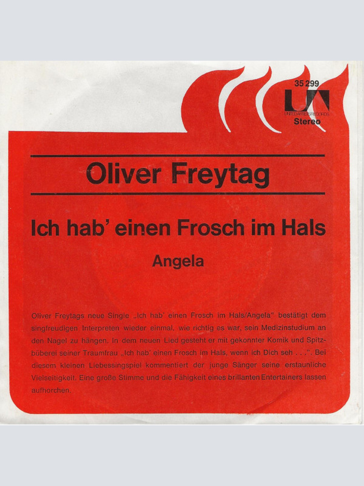 7", Promo Oliver Freytag - Ich Hab' Einen Frosch Im Hals