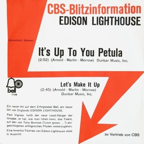 7", Single, Promo Edison Lighthouse - It's Up To You Petula