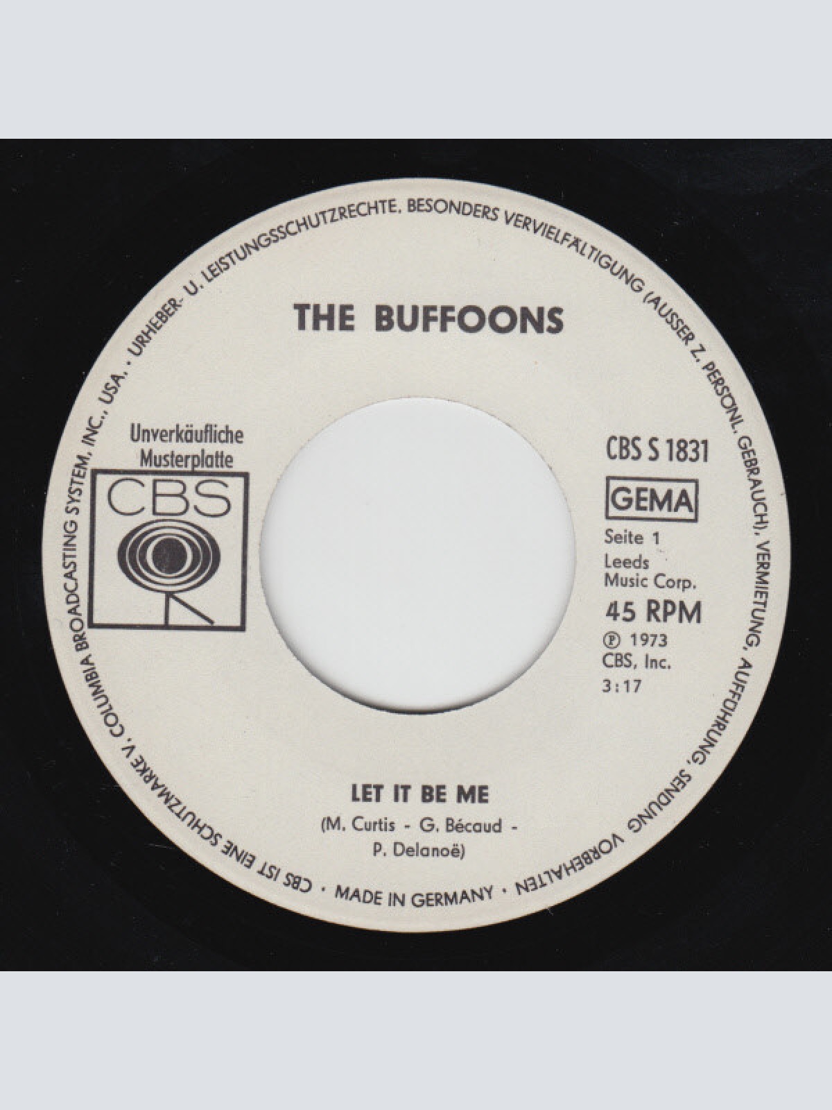 7", Single, Promo The Buffoons - Let It Be Me