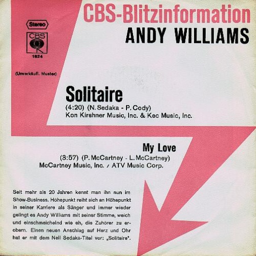 7", Single, Promo Andy Williams - Solitaire