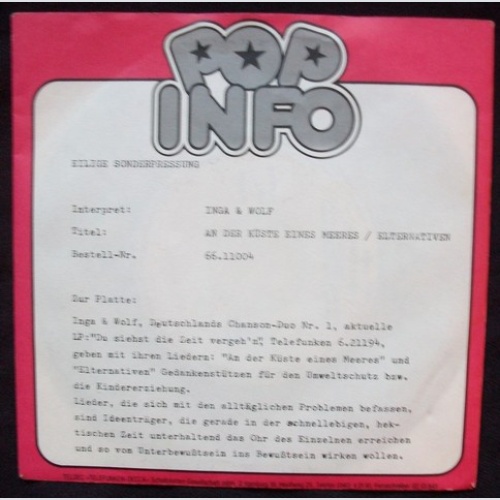 7", Single, Promo Inga & Wolf - An Der Küste Eines Meeres / Elternativen