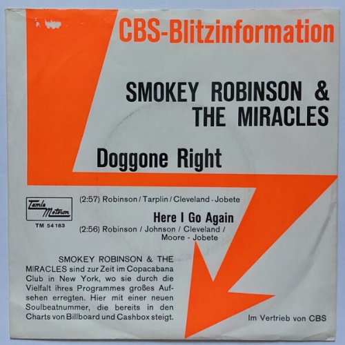 7", Single, Mono The Miracles - Doggone Right / Here I Go Again