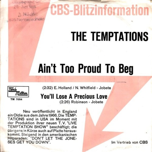 7", Single, Promo The Temptations - Ain't Too Proud To Beg