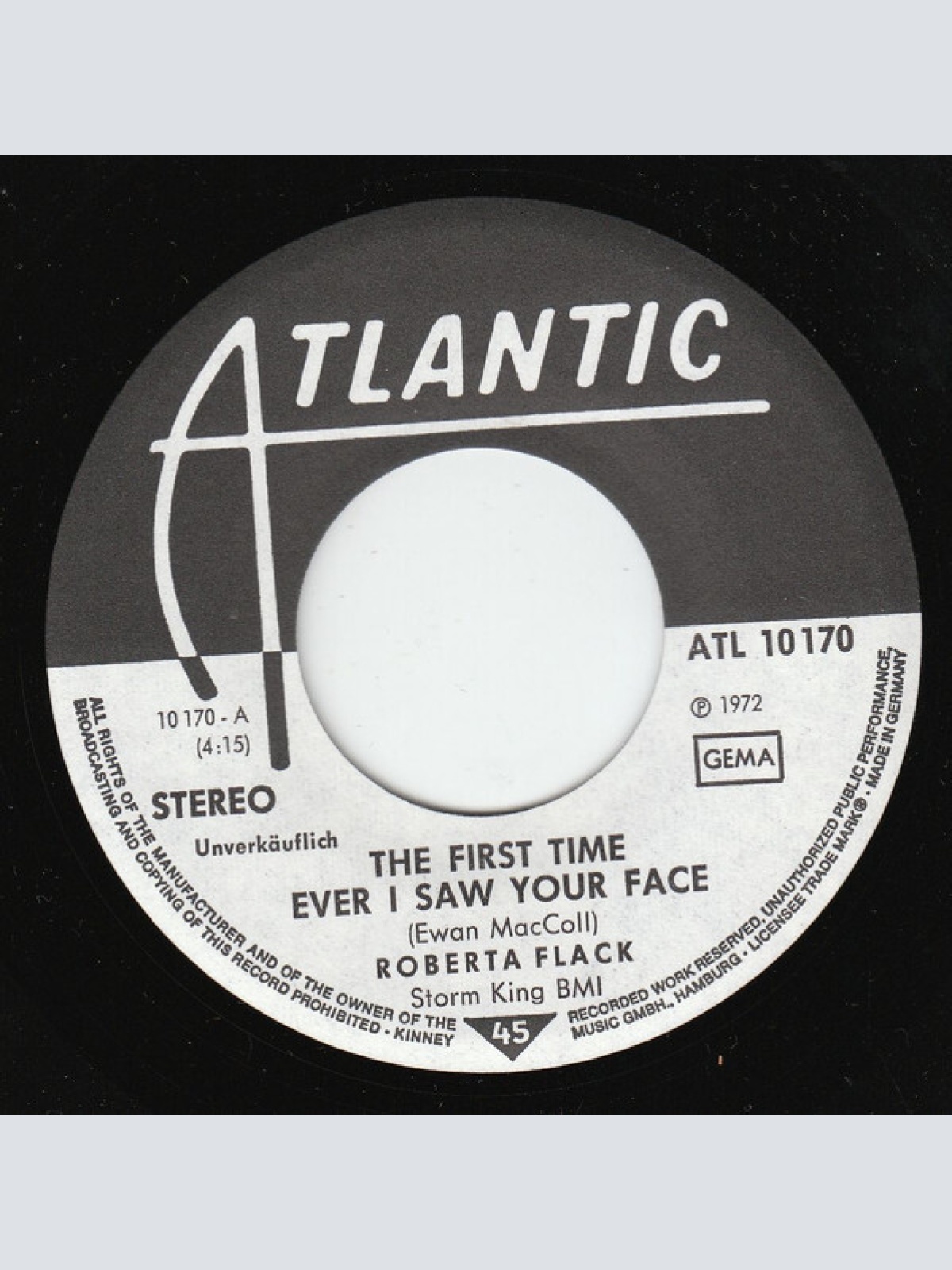 7", Single, Promo Roberta Flack - The First Time Ever I Saw Your Face / Rever...