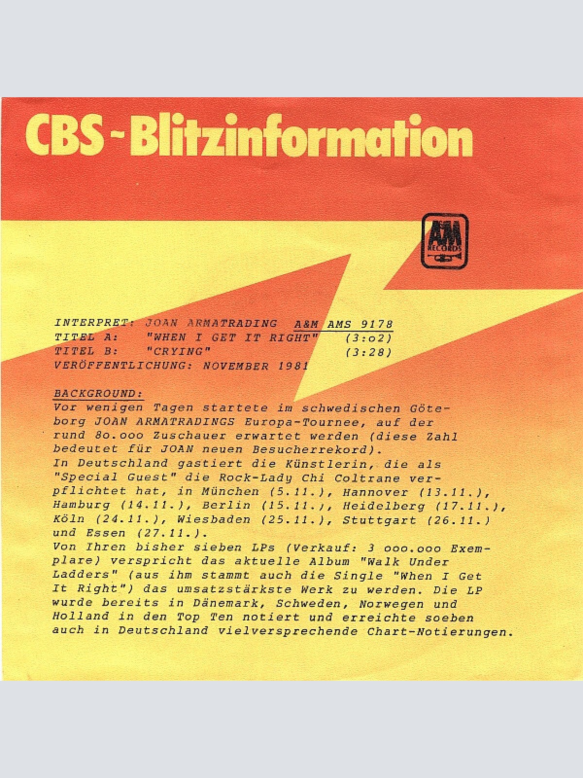 7", Single, Promo Joan Armatrading - When I Get It Right