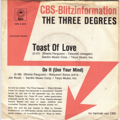7", Single, Promo The Three Degrees - Toast Of Love