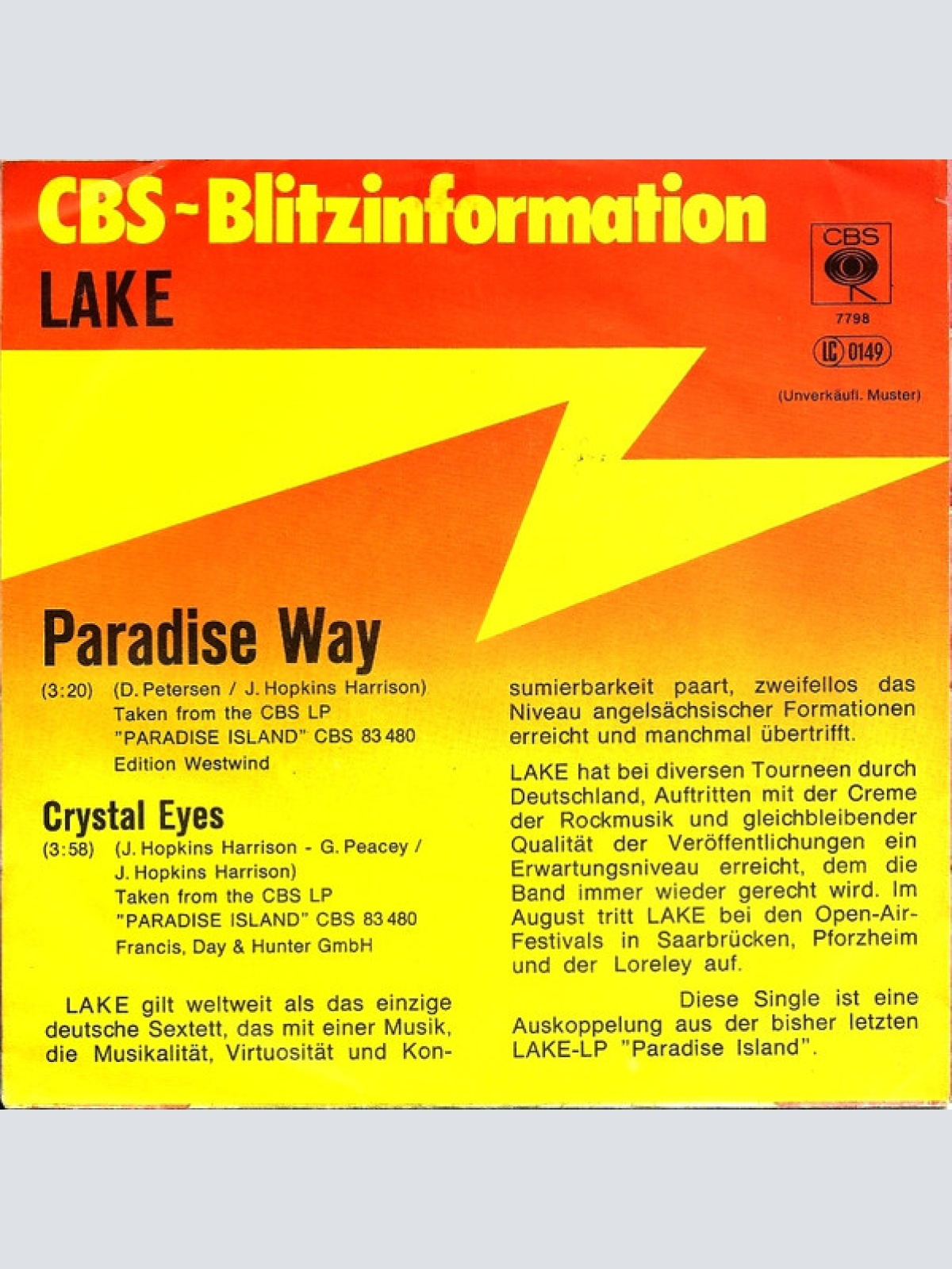 7", Single, Promo Lake (2) - Paradise Way