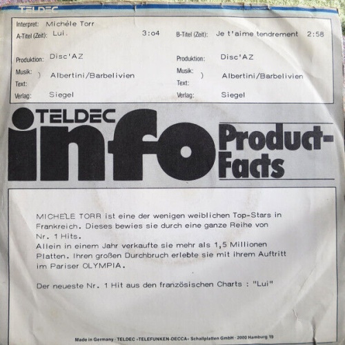 7", Single, Promo Michele Torr* - Lui