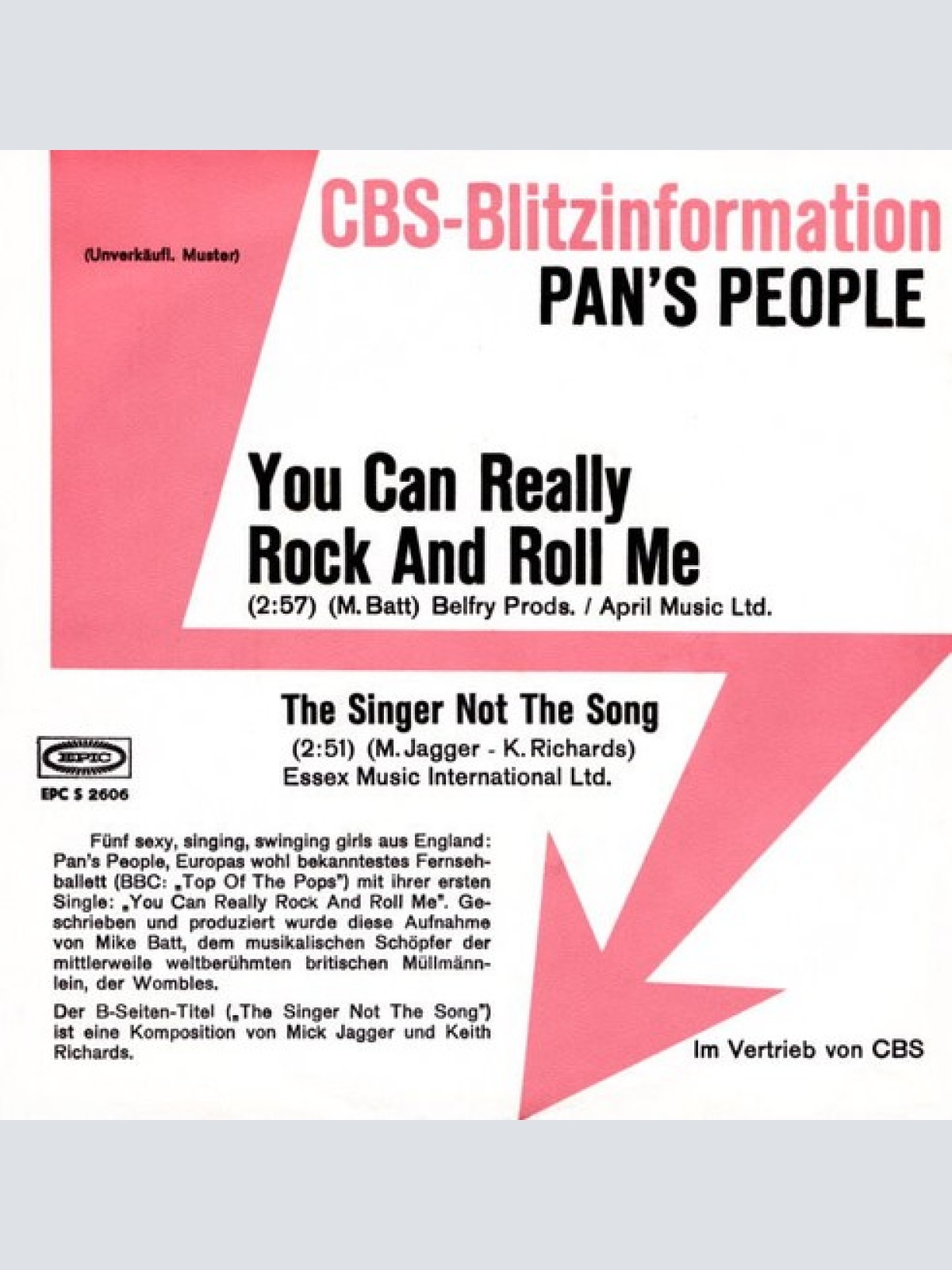 7", Single, Promo Pan's People - You Can Really Rock And Roll Me