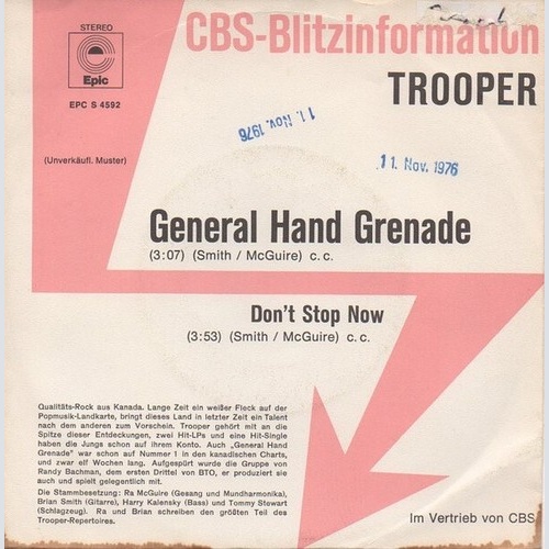 7", Single, Promo Trooper (4) - General Hand Grenade / Don't Stop Now