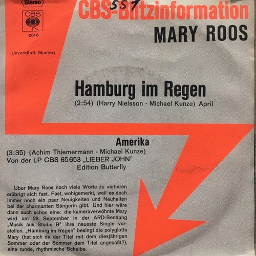7", Single, Promo Mary Roos - Hamburg Im Regen