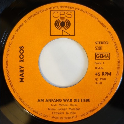7", Single, Promo Mary Roos - Am Anfang War Die Liebe