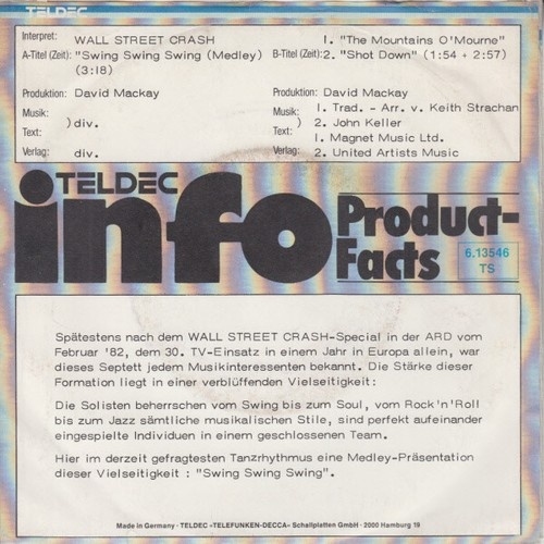 7", Single, Promo Wall Street Crash - Swing, Swing, Swing