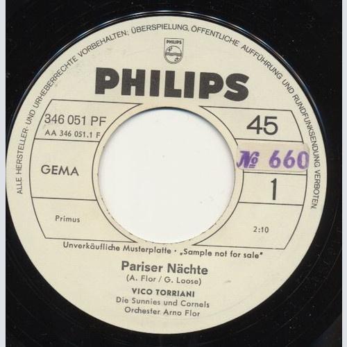 7", Single, Mono, Promo Vico Torriani - Pariser Nächte