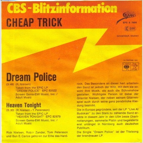 7", Single, Promo Cheap Trick - Dream Police