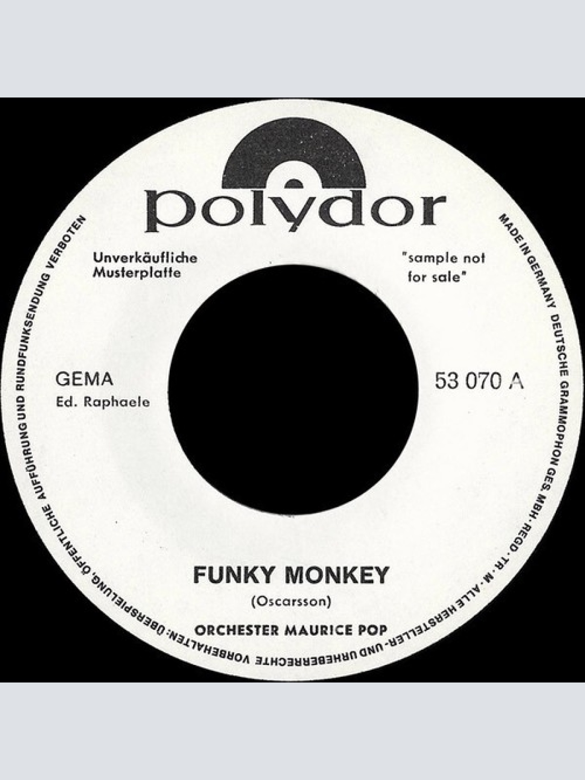 7", Promo Maurice Pop & Sein Orchester - Funky Monkey
