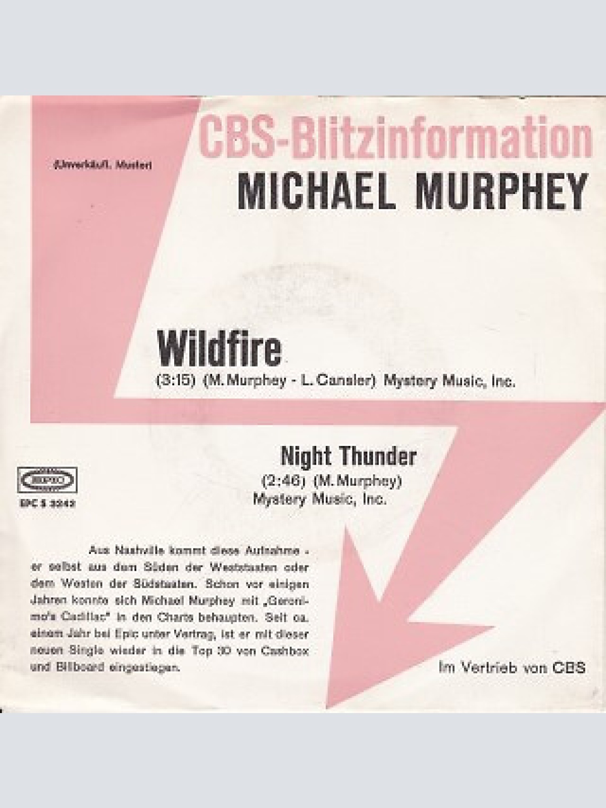7", Single, Promo Michael Murphey* - Wildfire