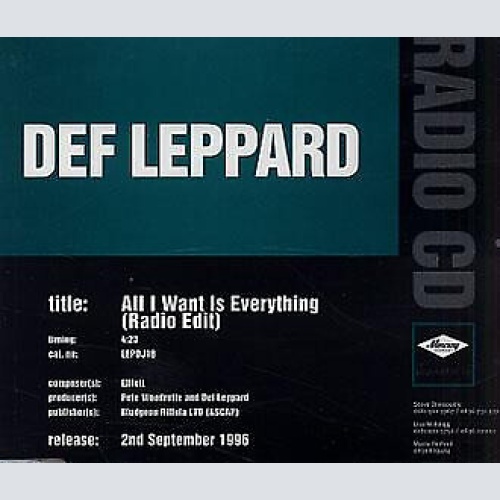 CD, Single, Promo Def Leppard - All I Want Is Everything