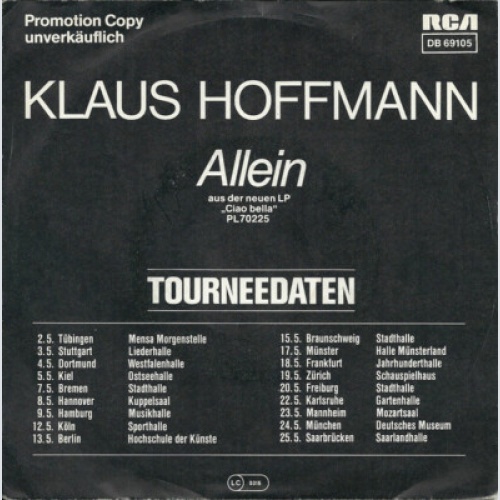 7", Single, Promo Klaus Hoffmann - Allein