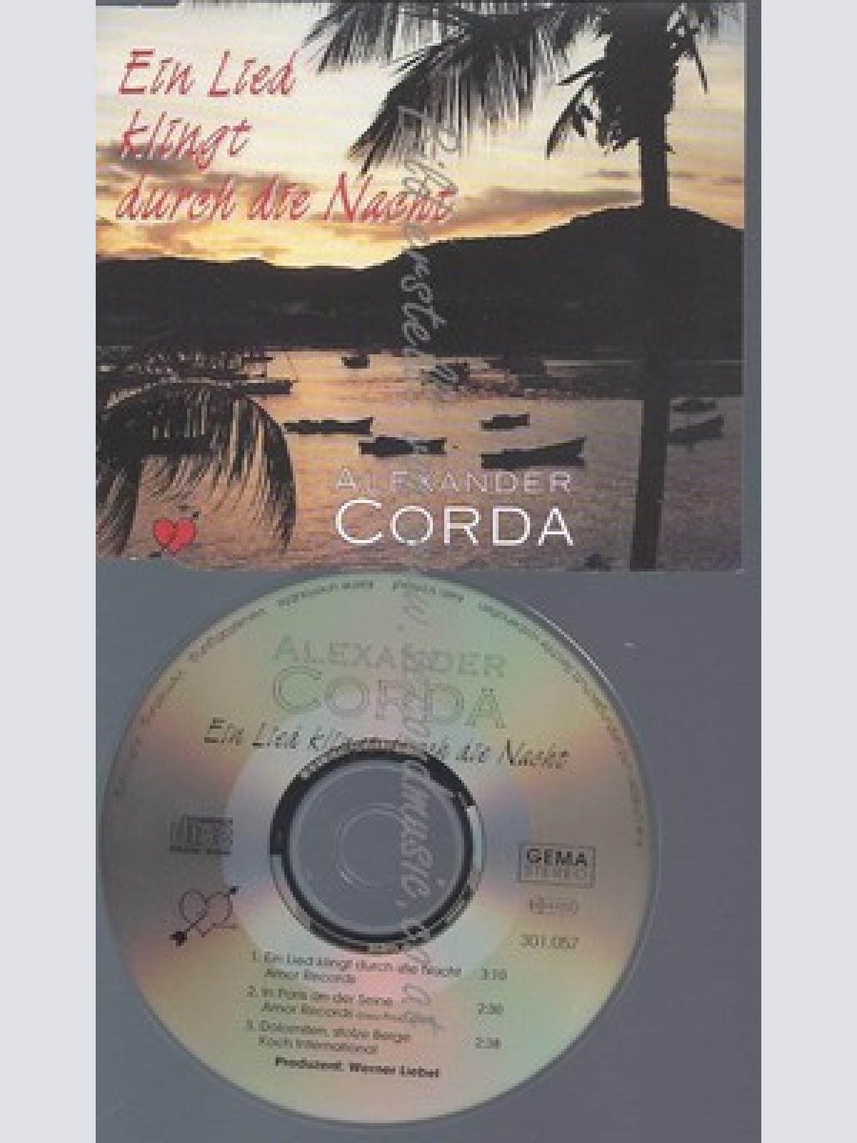 CD--ALEXANDER CORDA--EIN LIED KLINGT DURCH DIE NACHT -3 TRACKS-SINGLE