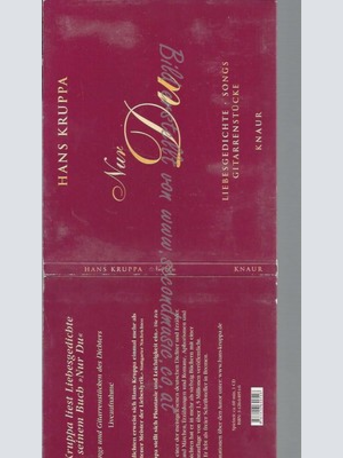 CD--HANS KRUPPA -- --- NUR DU: LIEBESGEDICHTE, SONGS, GITARRENSTUECKE