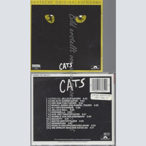 CD--MUSICAL, WIEN UND ANDREW LLOYD WEBBER -- CATS----DEUTSCHE ORIGINALAUFNAHME-