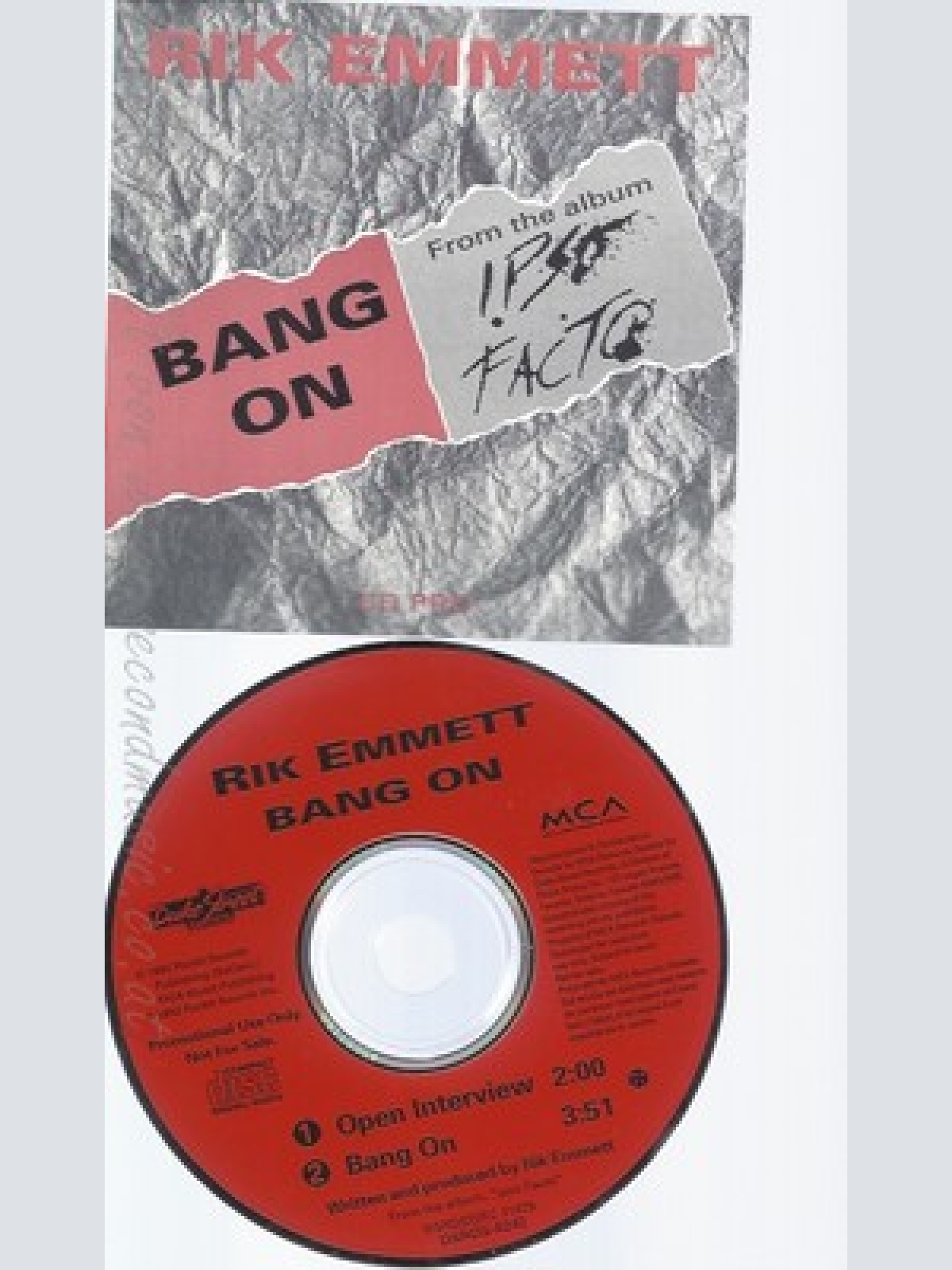 CD--RIK EMMETT--BANG ON --PROMO