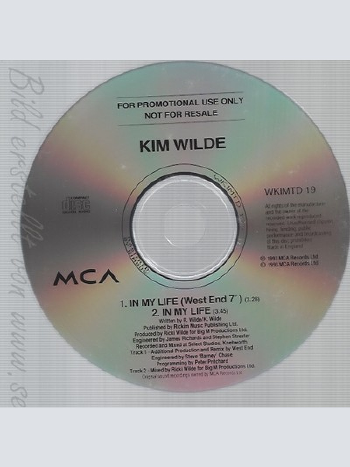 CD--KIM WILDE--IN MY LIFE--PROMO