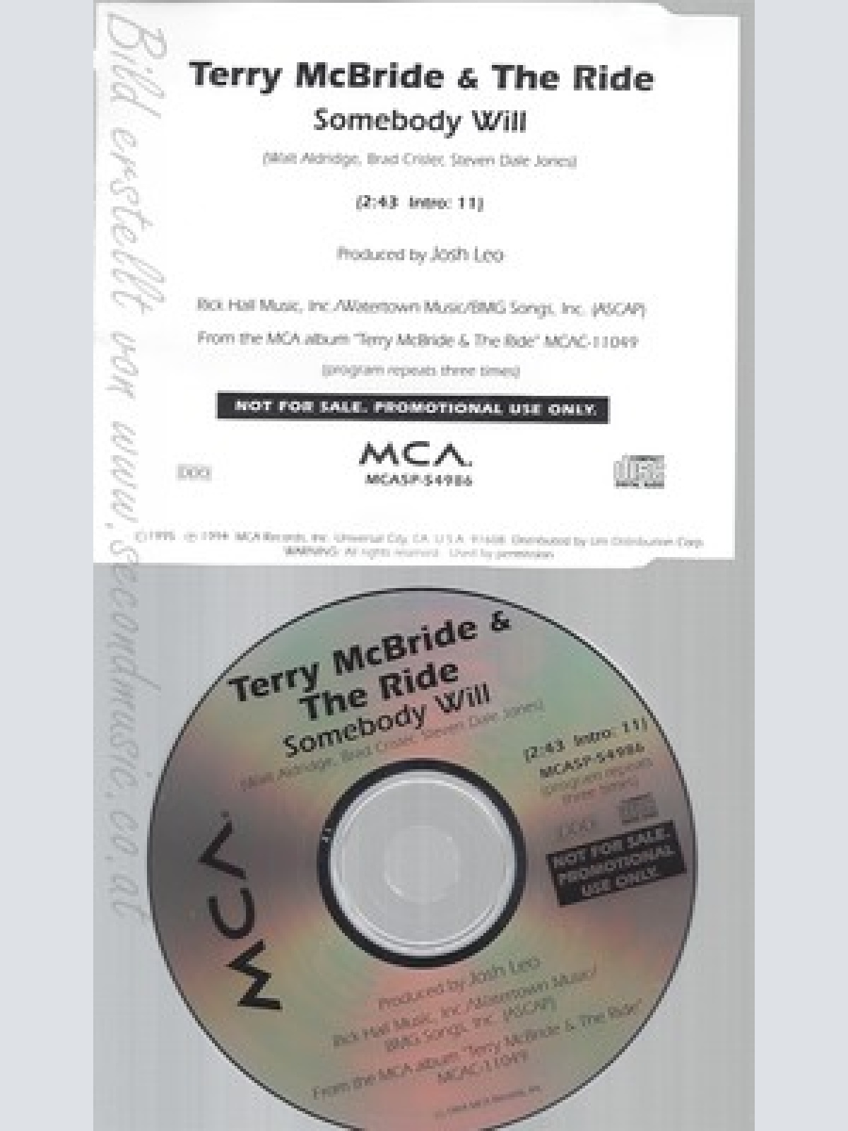CD--TERRY MCBRIDE & THE RIDE--SOMEBODY WILL--PROMO
