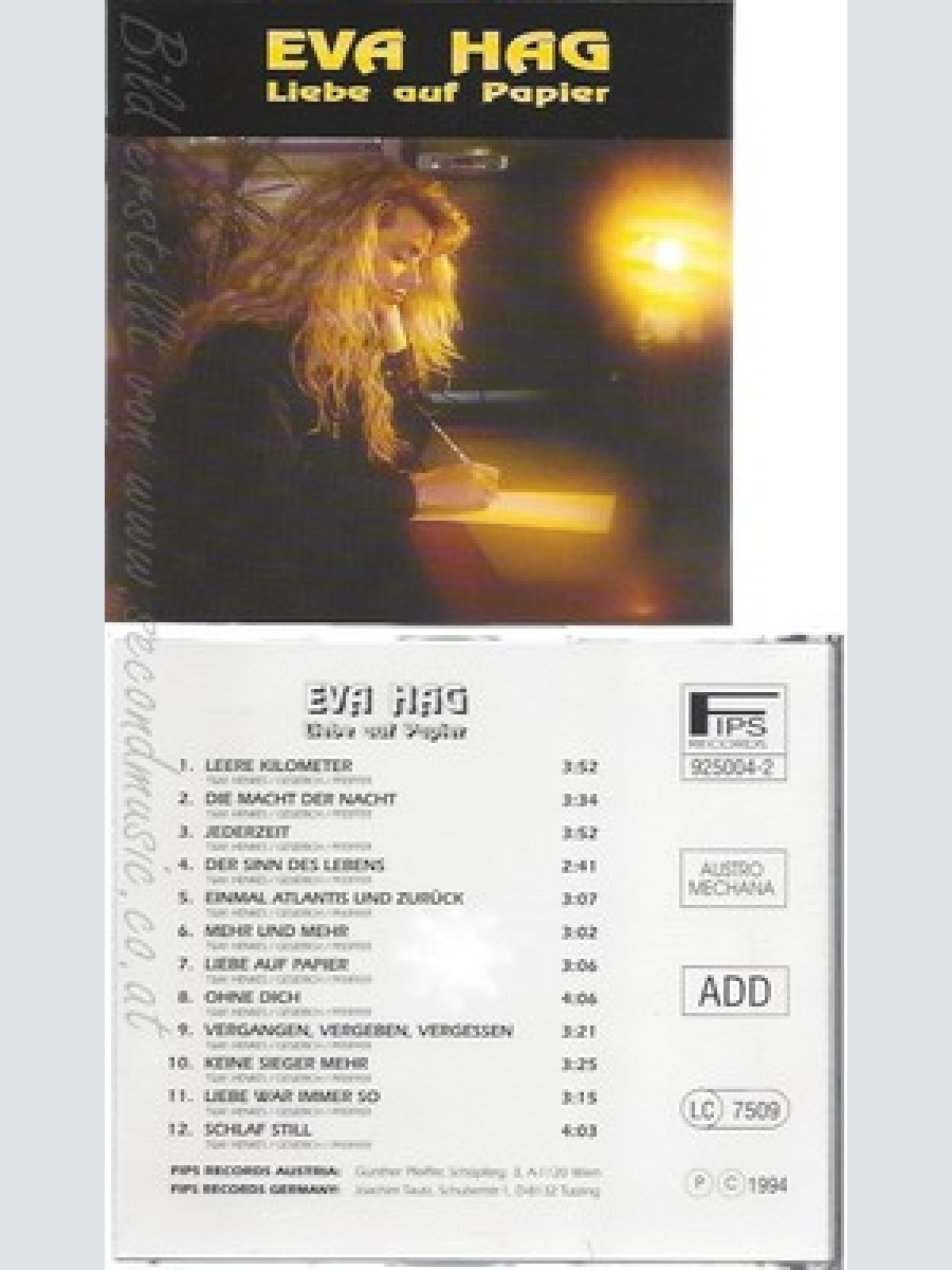CD--EVA HAG--LIEBE AUF PAPIER