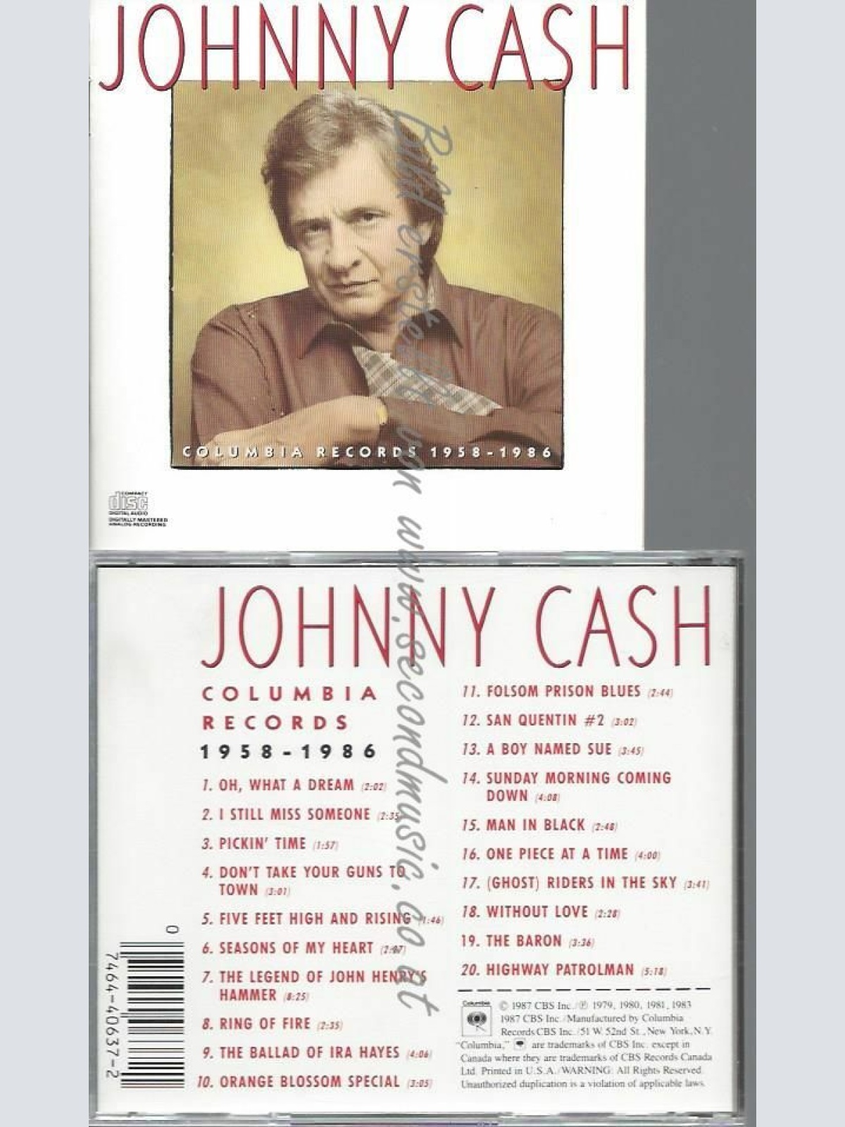 CD--JOHNNY CASH | --COLUMBIA RECORDS -1958-1986