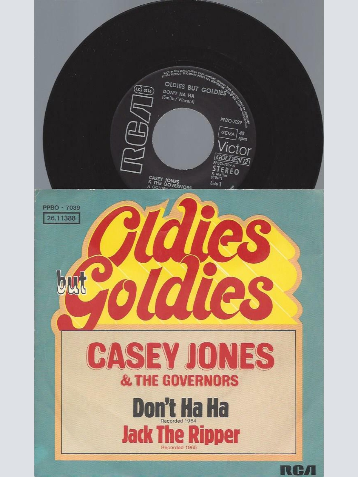 7"  Casey Jones & The Governors  Don't Ha Ha / Jack The Ripper