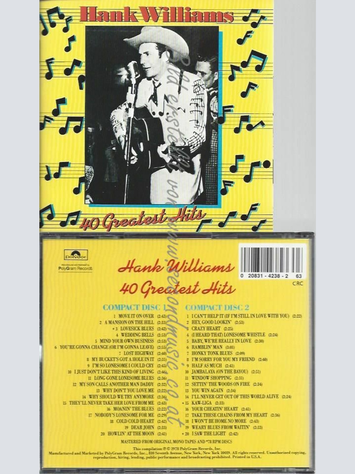 CD-- Hank Williams  40 Greatest Hits