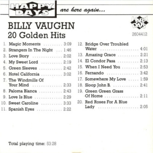 CD, Comp Billy Vaughn - 20 Golden Hits