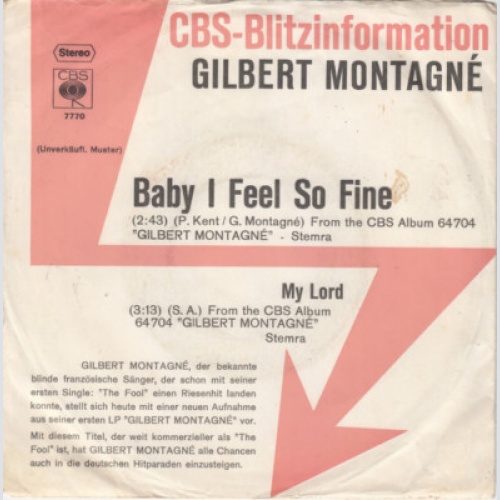 7", Single, Promo Gilbert Montagné - Baby I Feel So Fine