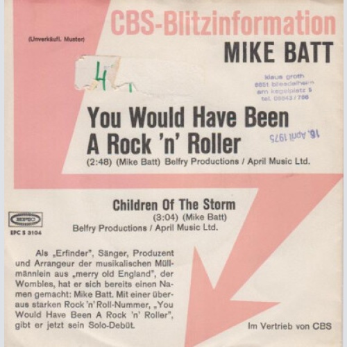 7", Promo Mike Batt - You Would Have Been A Rock 'N' Roller