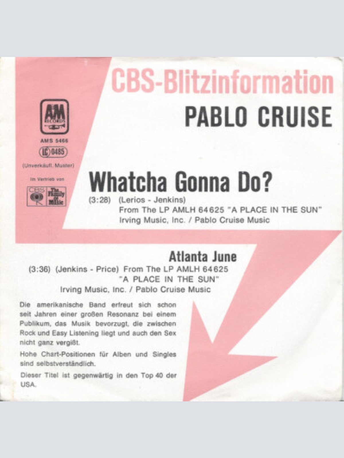 7", Single, Promo Pablo Cruise - Whatcha Gonna Do?