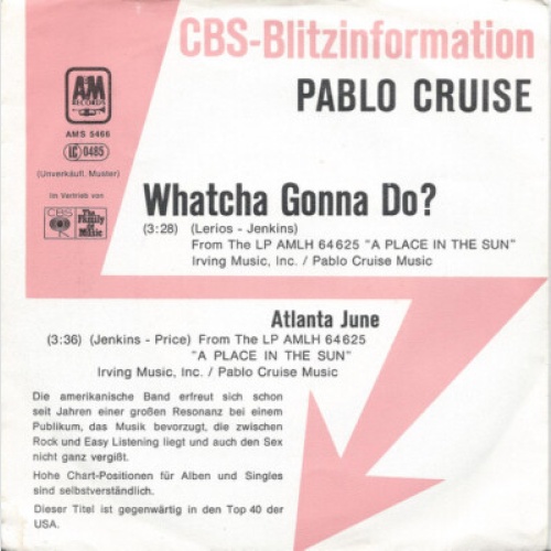 7", Single, Promo Pablo Cruise - Whatcha Gonna Do?