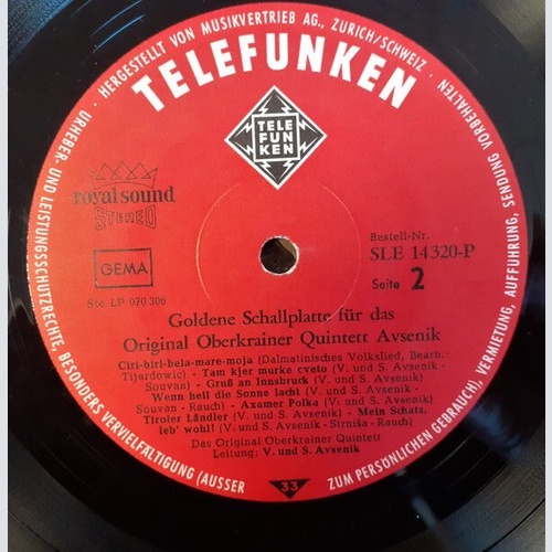 LP Original Oberkrainer Quintett Avsenik* - Goldene Schallplatte Für Das Orig...