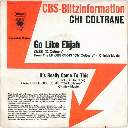 7", Single, Promo Chi Coltrane - Go Like Elijah