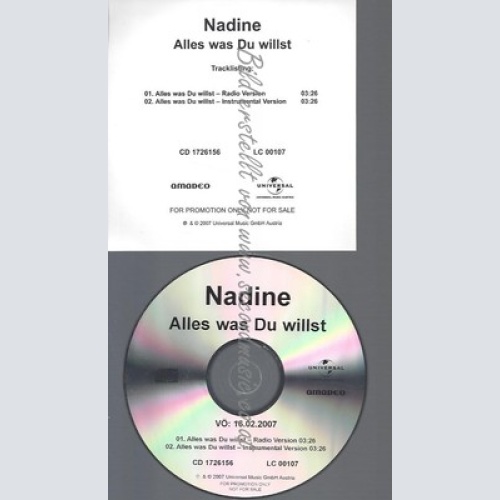 PROMO CD--NADINE--ALLES WAS DU WILLST--2TR