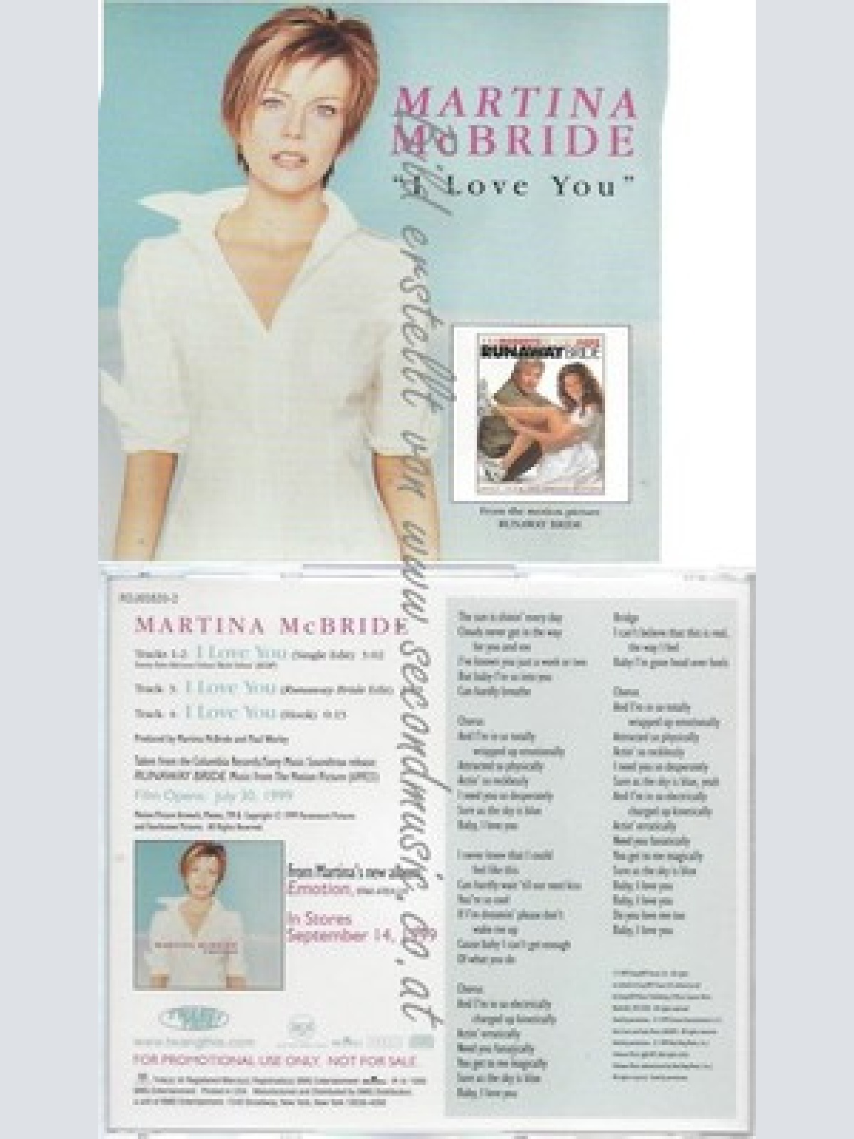 PROMO CD--MARTINA  MCBRIDE --I LOVE YOU ---4TR