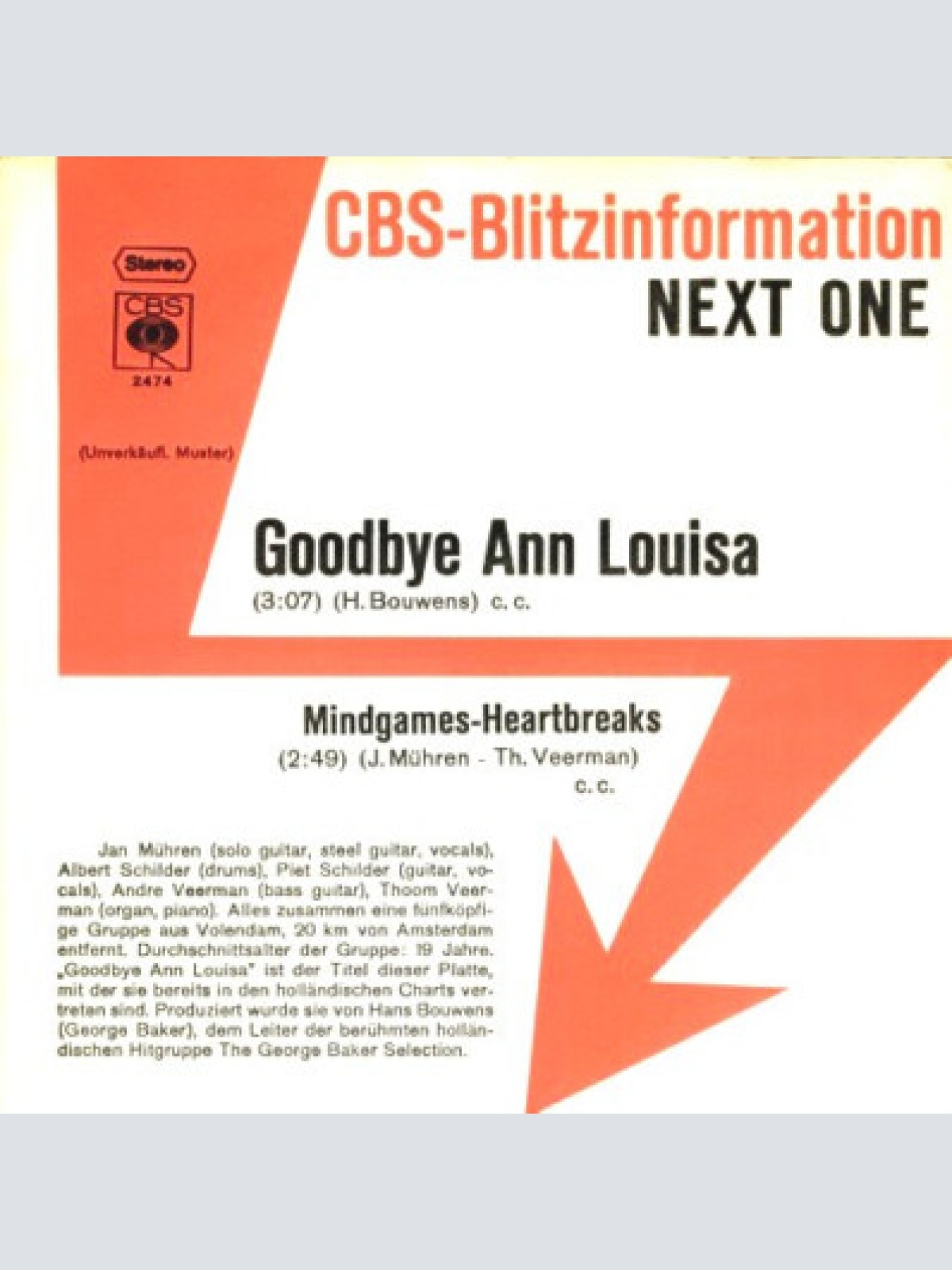 7", Promo Next One - Goodbye Ann Louisa