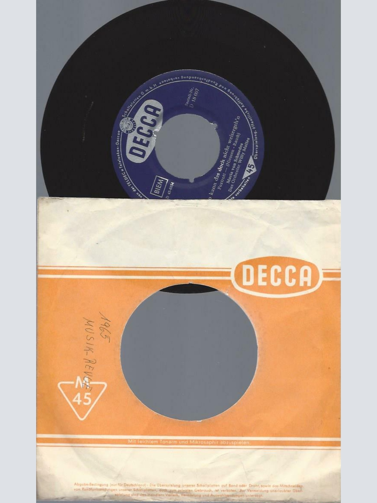 7"   Maria Von Schmedes – So Kann Das Doch Nicht Weitergeh'n